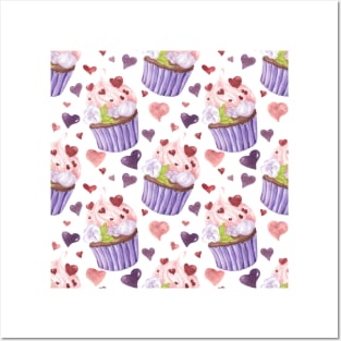 Creamy Chocolate Cupcake Pattern Posters and Art